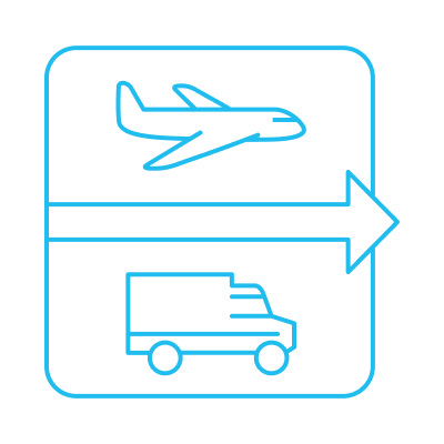 Truck and airplane images to signify air vs ground shipping comparison from Lojistic