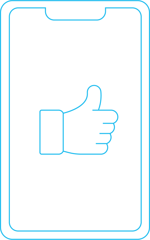 Mobile-friendly shpping reporting thumbs up sign on mobile device - Lojistic