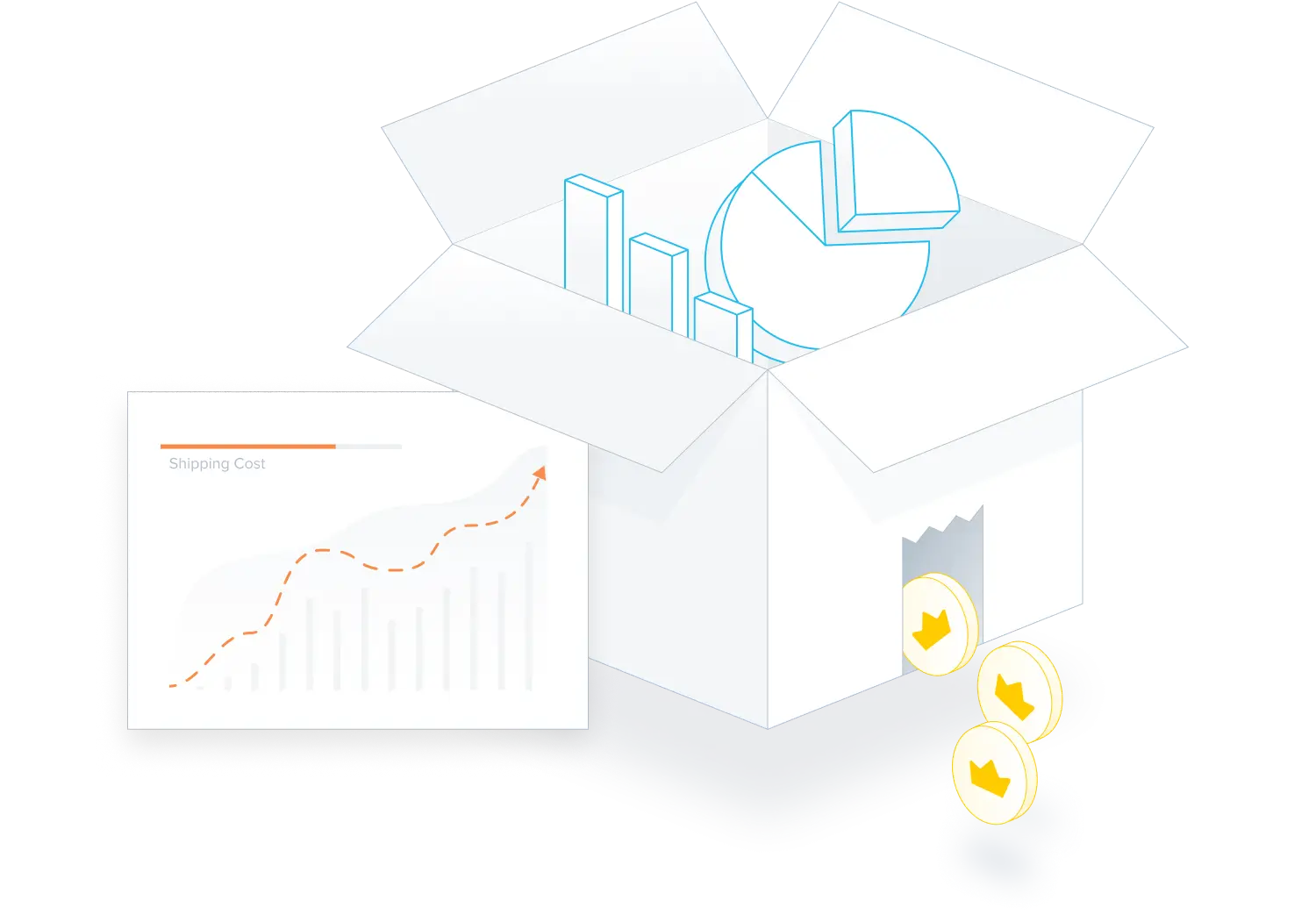 Shipping cost calculation chart with box containing chart elements - Lojistic