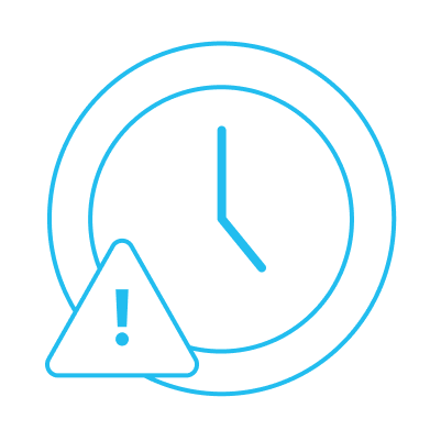 Click with a warning symbol icon