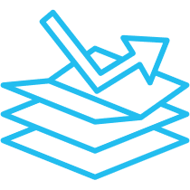 Stack of paper with bouncing arrow icon