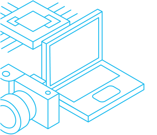 Laptop and camera icon