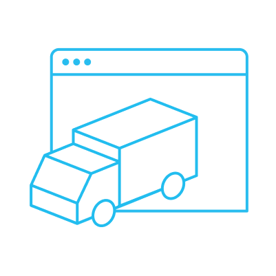 Shipping truck and browser screen icon