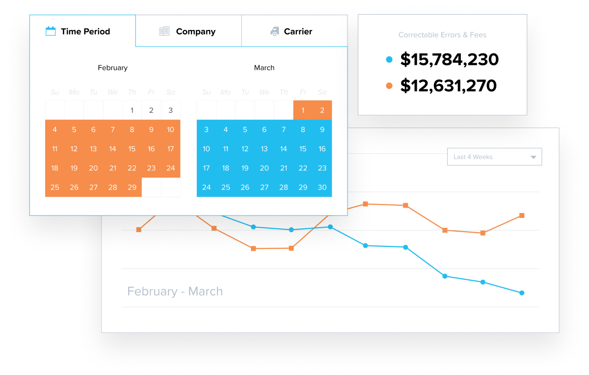Calendar range field with a line chart behind