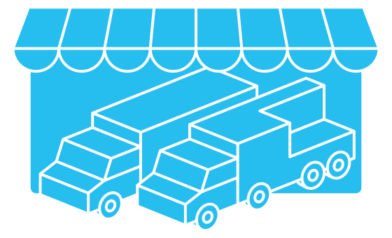 Storefront with trucks