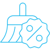 Broom and percentage icon