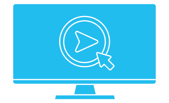 Computer screen with play button