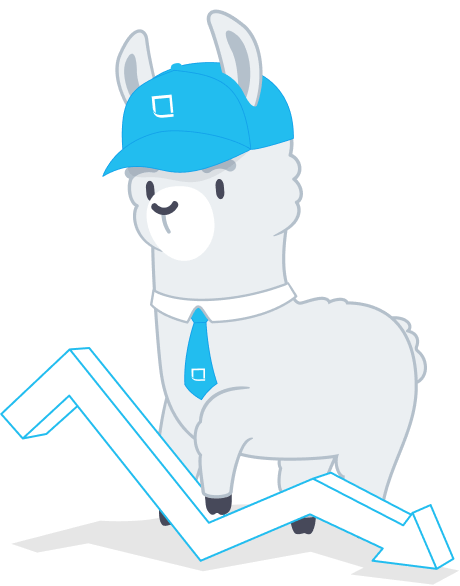    Llama holding a downward slope arrow